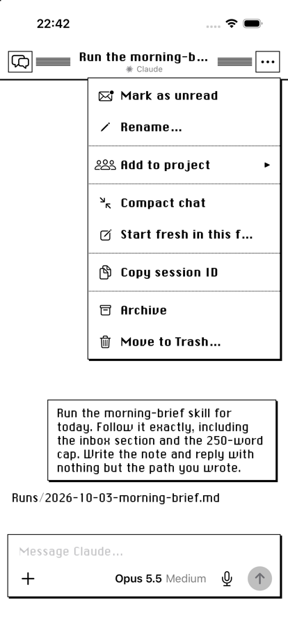 The 1984 menu on an iPhone